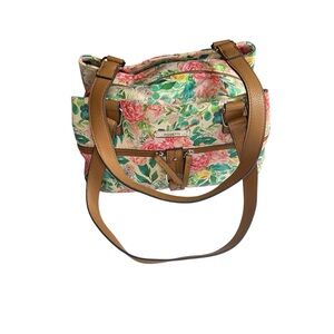 Rosetti Floral Shoulder Bag - Pink, Green, and Tan